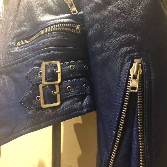 Blue real leather jacket - Picture 7 of 7